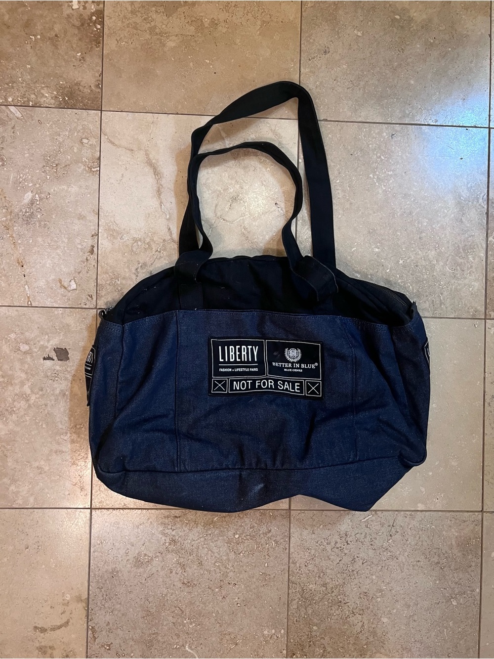 liberty Navy Canvas Duffel Bag with Black Straps